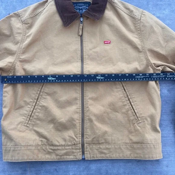 Levis Mens Tan Canvas Workwear Jacket Corduroy Collar Brown A1830-00005 Small - Picture 6 of 8